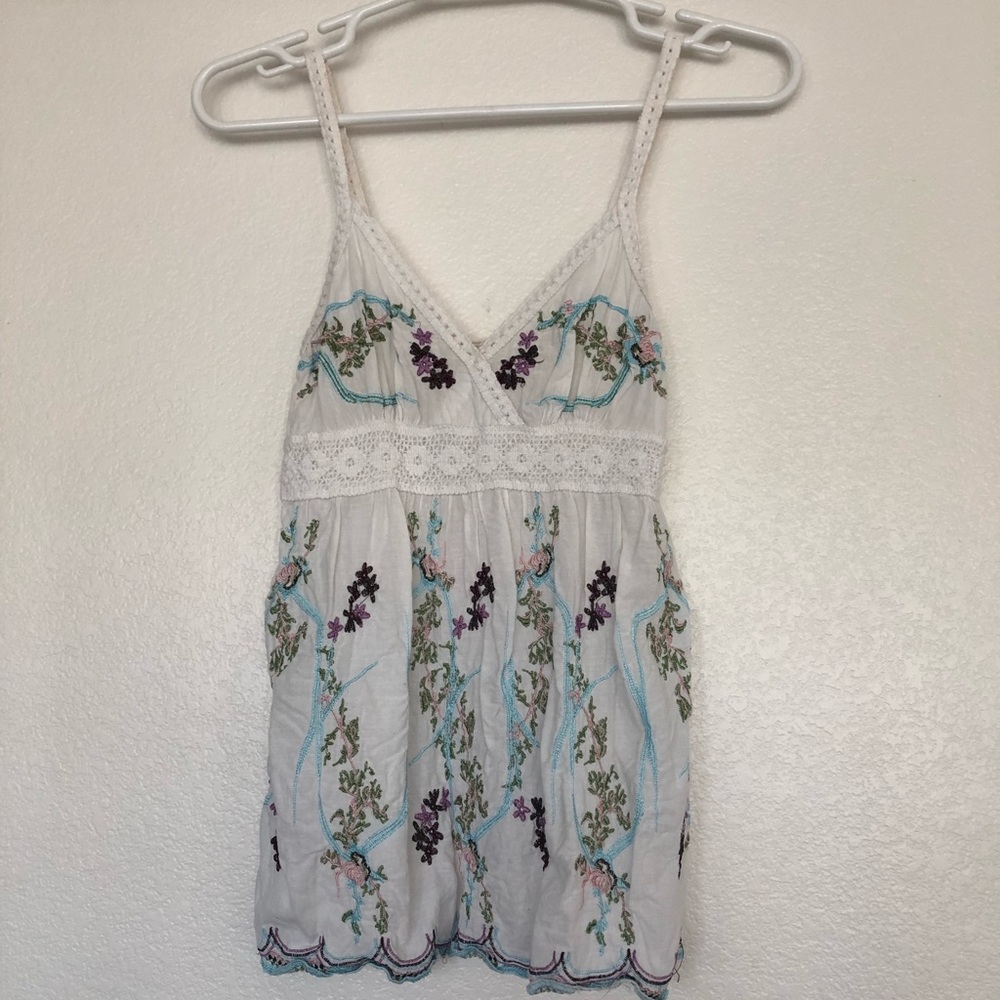Beautifully embroidered white tank